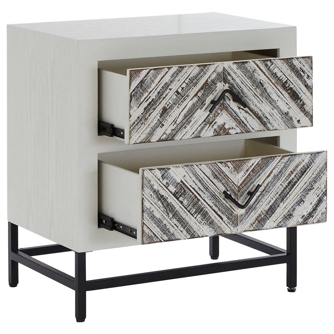 Lombok Bedside Table in White Finish with 2 Drawers