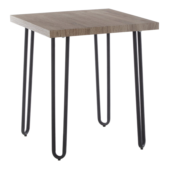 Borough Side Table with Wooden Top and Hairpin Metal Legs