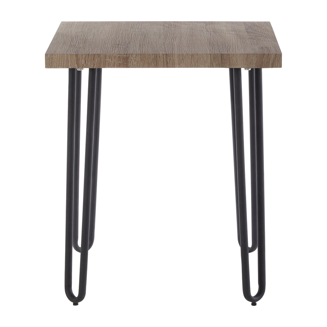 Borough Side Table with Wooden Top and Hairpin Metal Legs