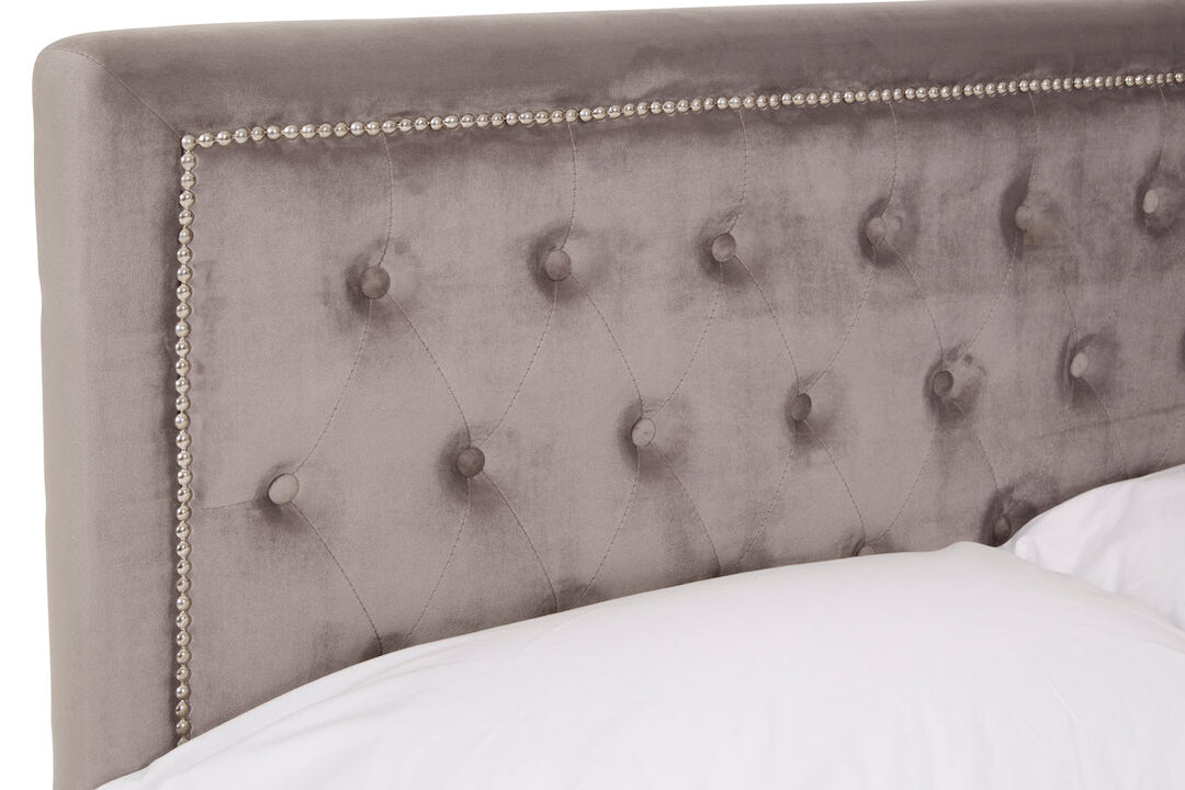 Stratford Velvet Ottoman Bed – Grey (Double)