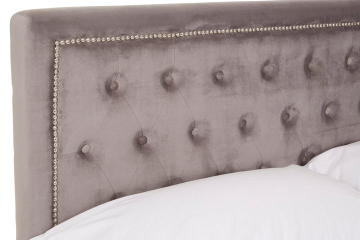 Stratford Velvet Ottoman Bed – Grey (Double)