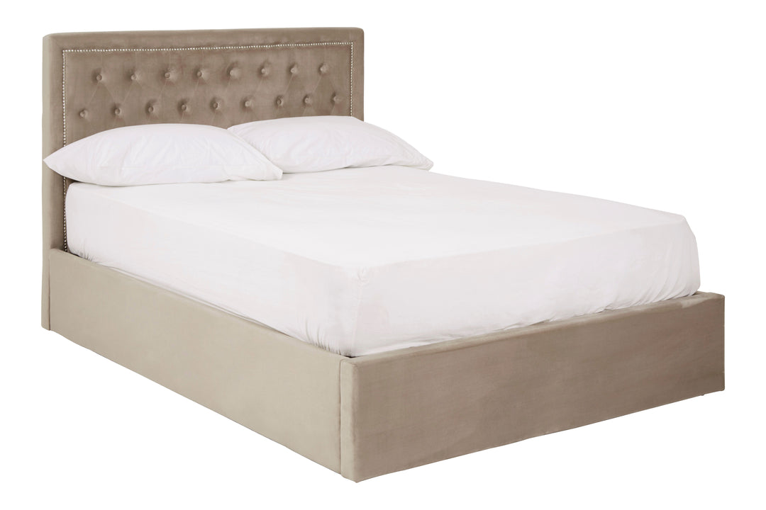 Hannah Mink Velvet Ottoman Double Bed