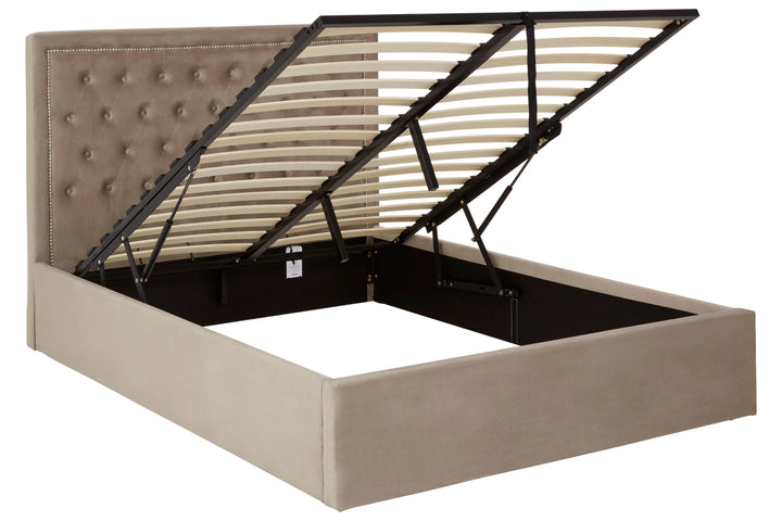 Hannah Mink Velvet Ottoman Double Bed