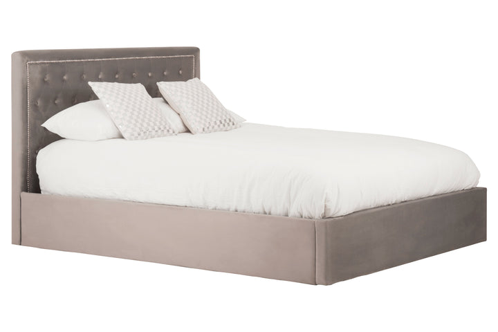 Hannah Ottoman King Bed in Grey Finish
