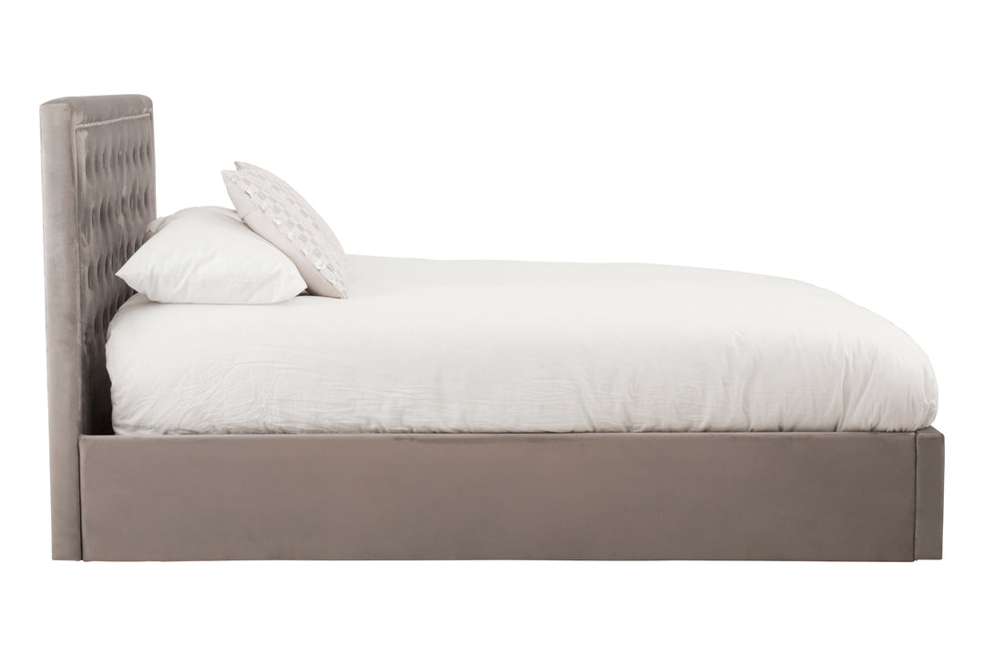 Hannah Ottoman King Bed in Grey Finish
