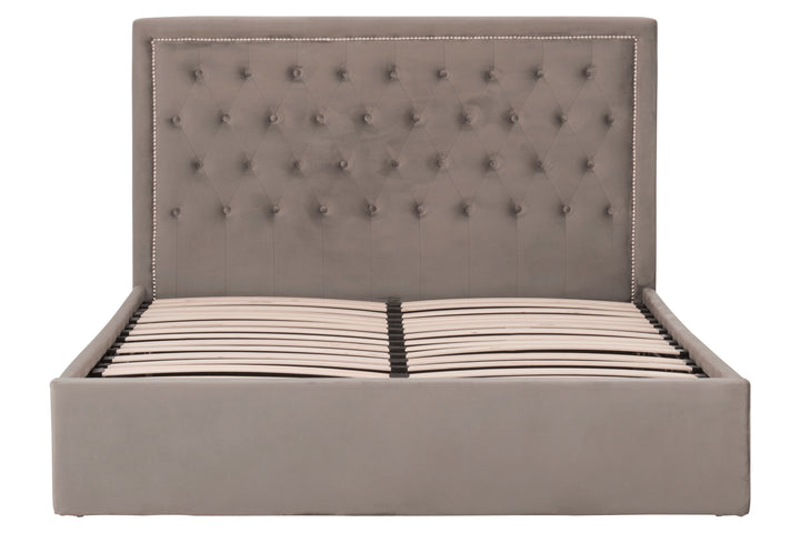 Hannah Ottoman King Bed in Grey Finish