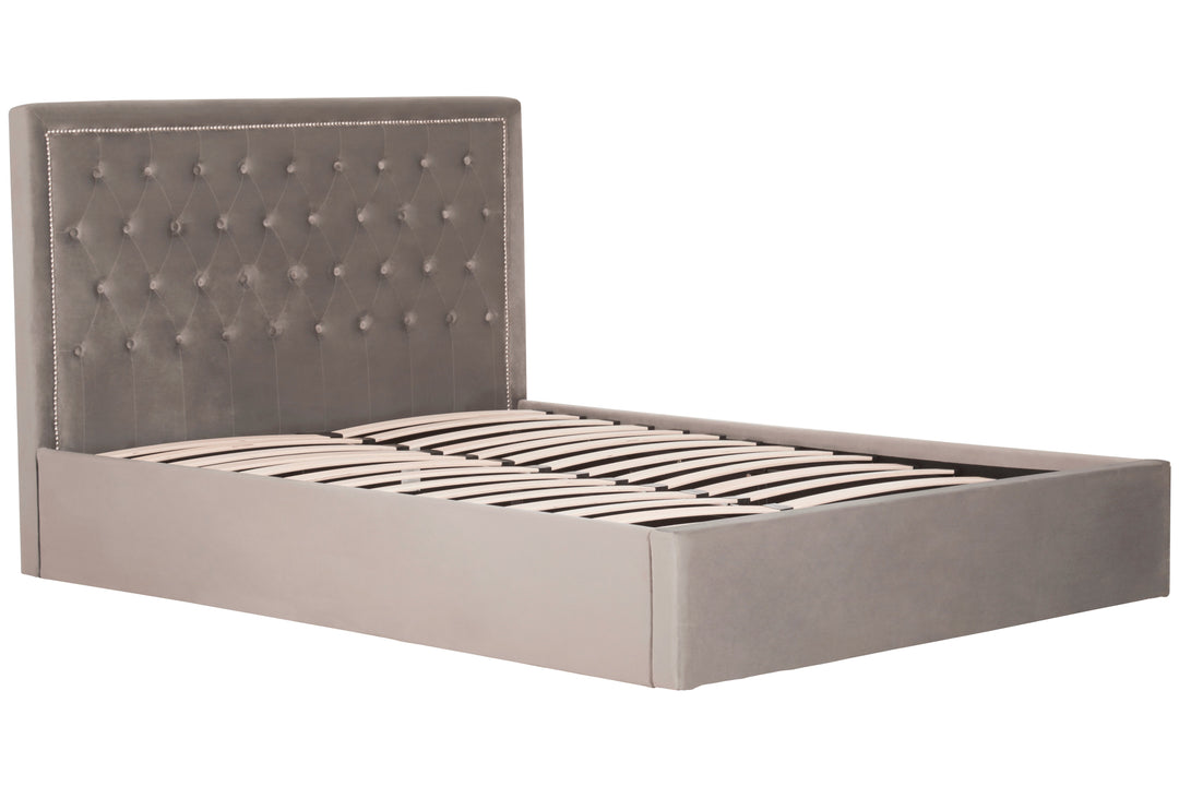 Hannah Ottoman King Bed in Grey Finish