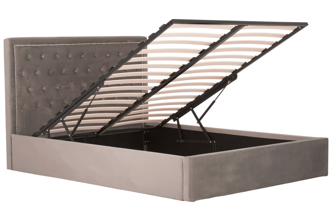 Hannah Ottoman King Bed in Grey Finish