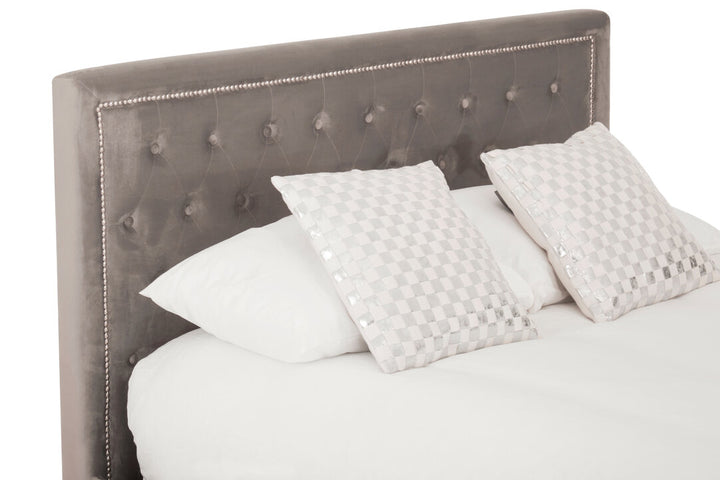 Stratford Velvet Ottoman Bed – Grey (King)