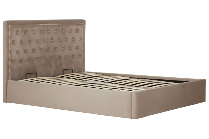 Hannah Mink Velvet Ottoman King Bed