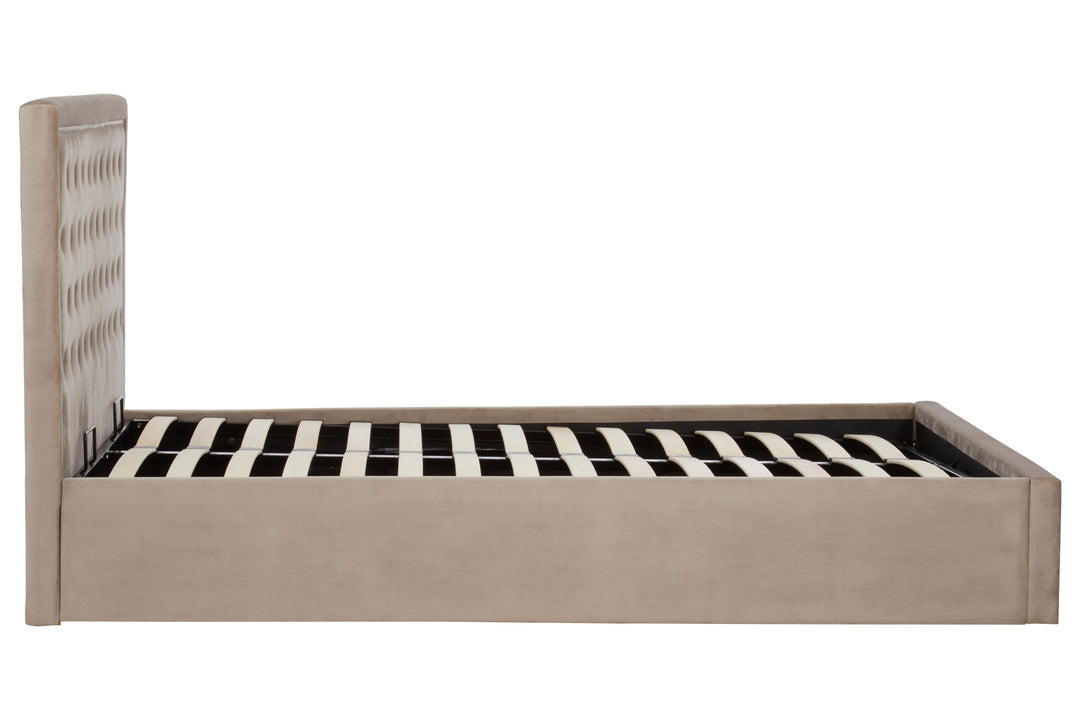 Hannah Mink Velvet Ottoman King Bed
