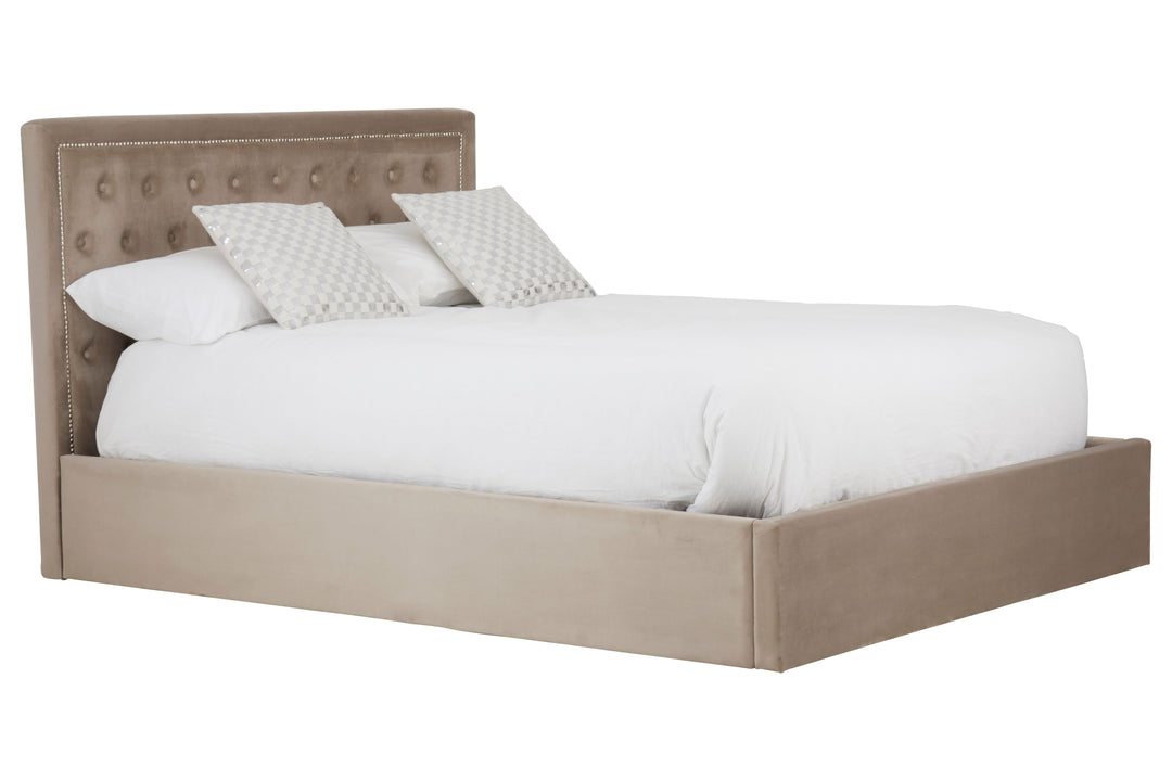 Hannah Mink Velvet Ottoman King Bed