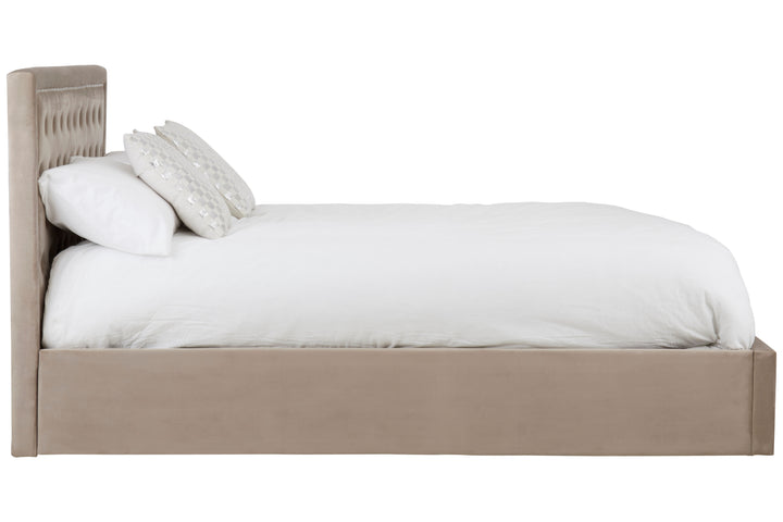 Hannah Mink Velvet Ottoman King Bed