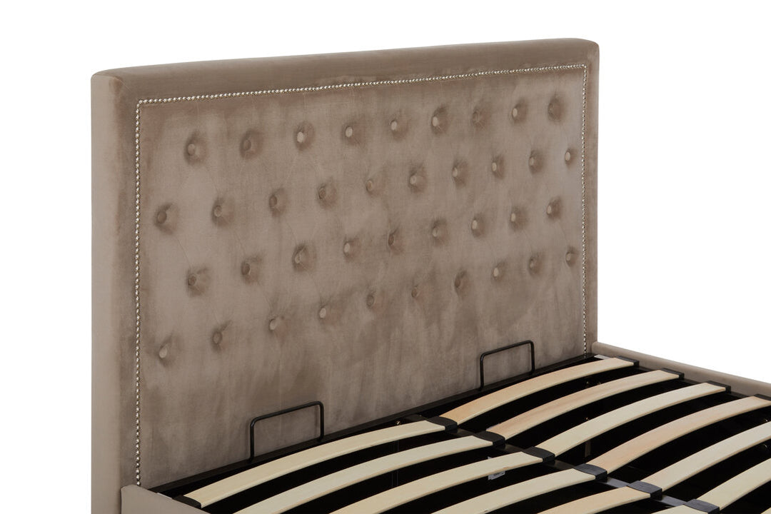 Stratford Velvet Ottoman Bed – Mink (King)