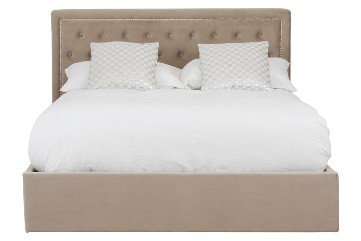 Stratford Velvet Ottoman Bed – Mink (King)