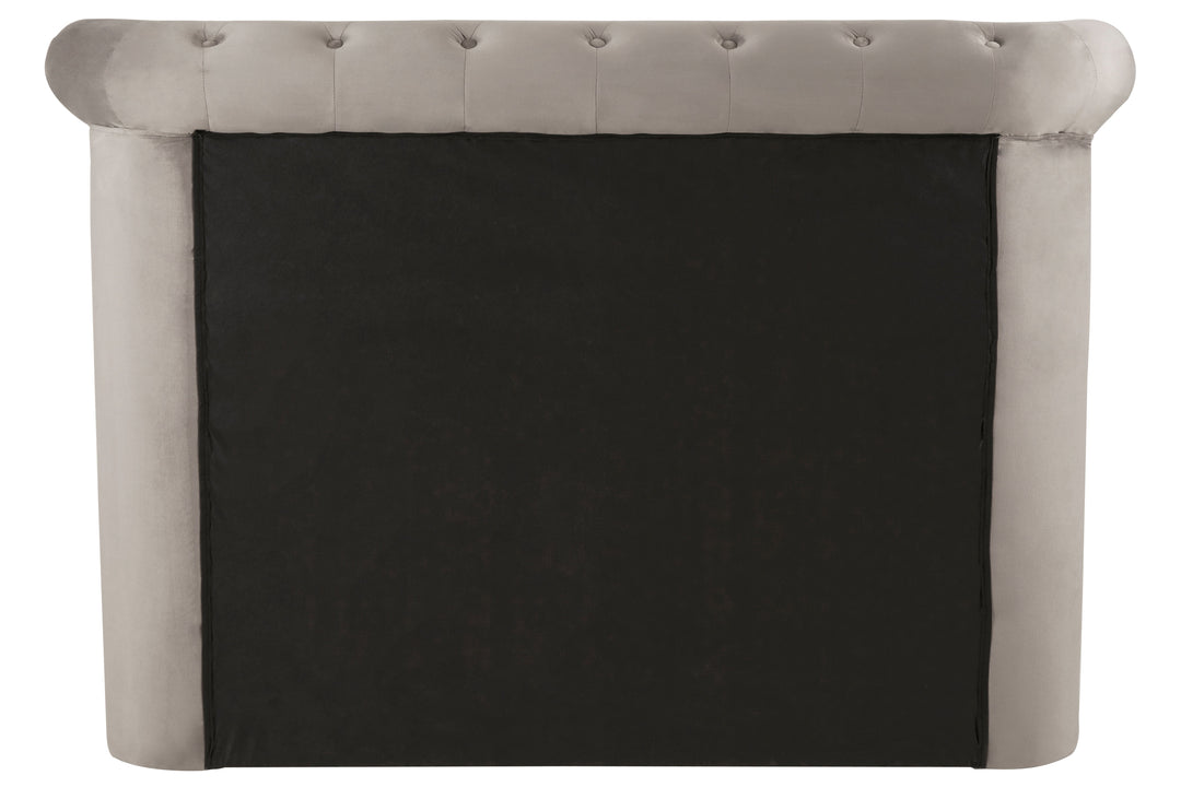 Edison Ottoman Double Bed in Grey Velvet Upholstery