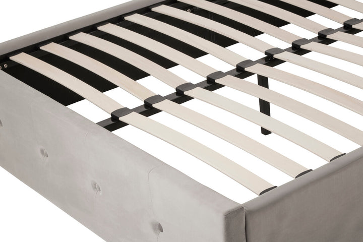 Lockwood Velvet Ottoman Bed – Grey (Double)