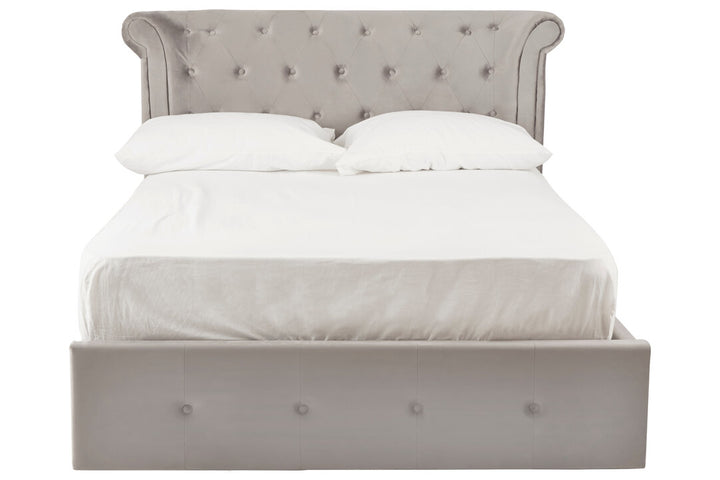 Lockwood Velvet Ottoman Bed – Grey (Double)