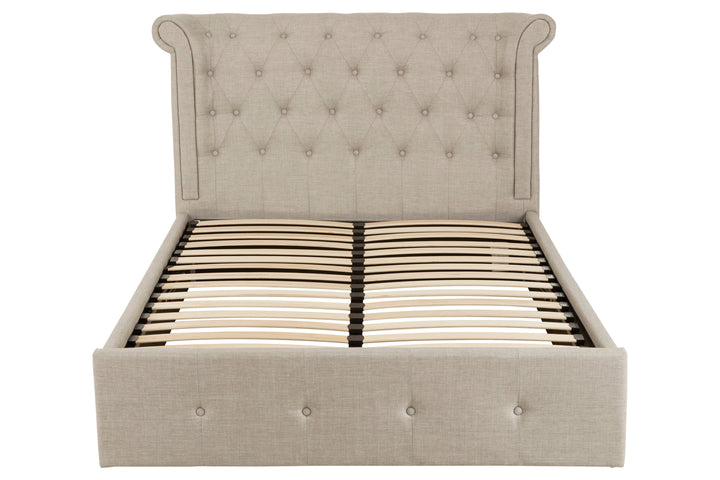 Edison Ottoman Double Bed in Light Grey Finish