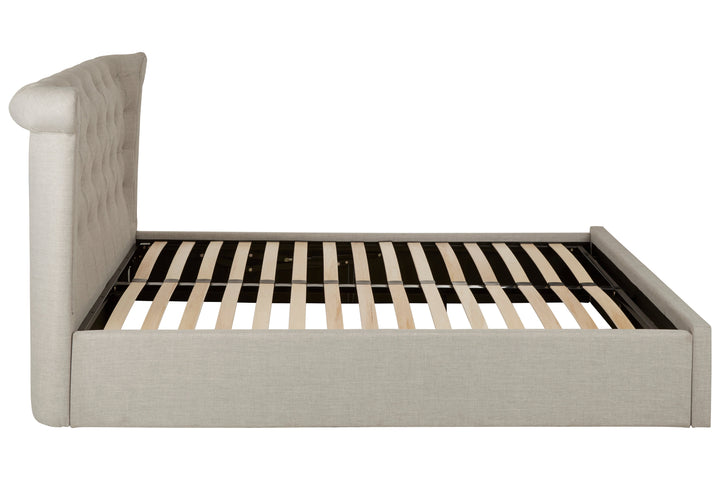 Edison Ottoman Double Bed in Light Grey Finish