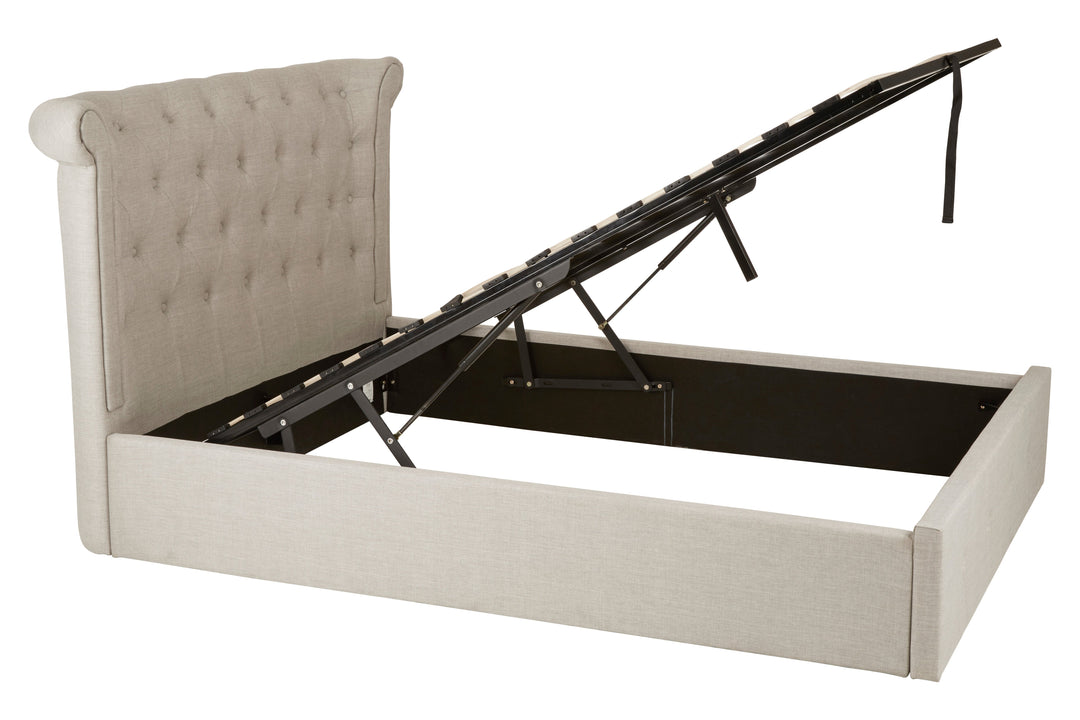 Edison Ottoman Double Bed in Light Grey Finish
