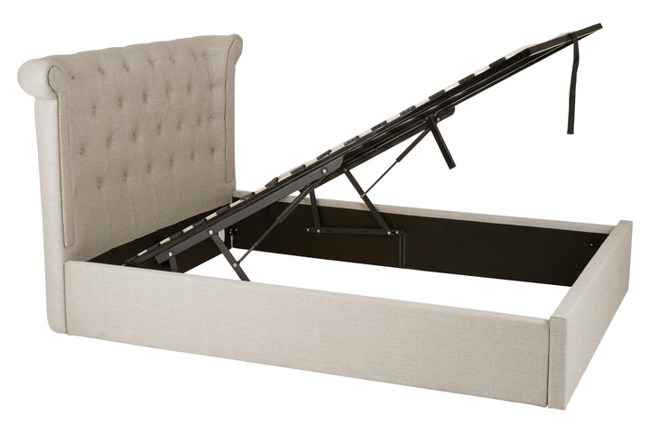 Edison Ottoman Double Bed in Light Grey Finish