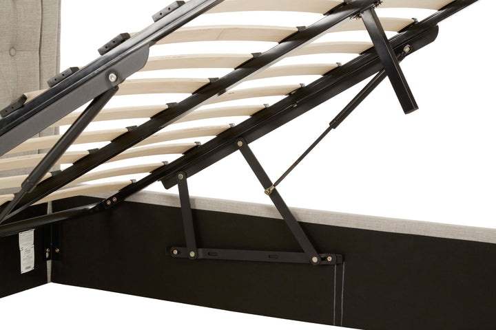 Edison Ottoman Double Bed in Light Grey Finish