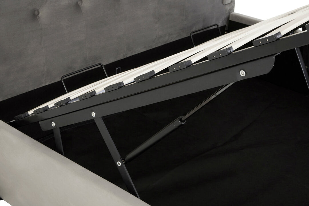 Lockwood Brushed Velvet Ottoman Bed – Grey (King)