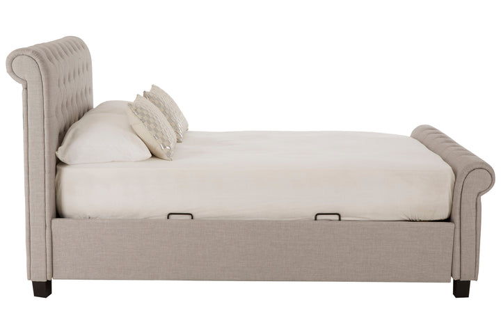 Orlando Ottoman Double Bed in Light Grey Finish