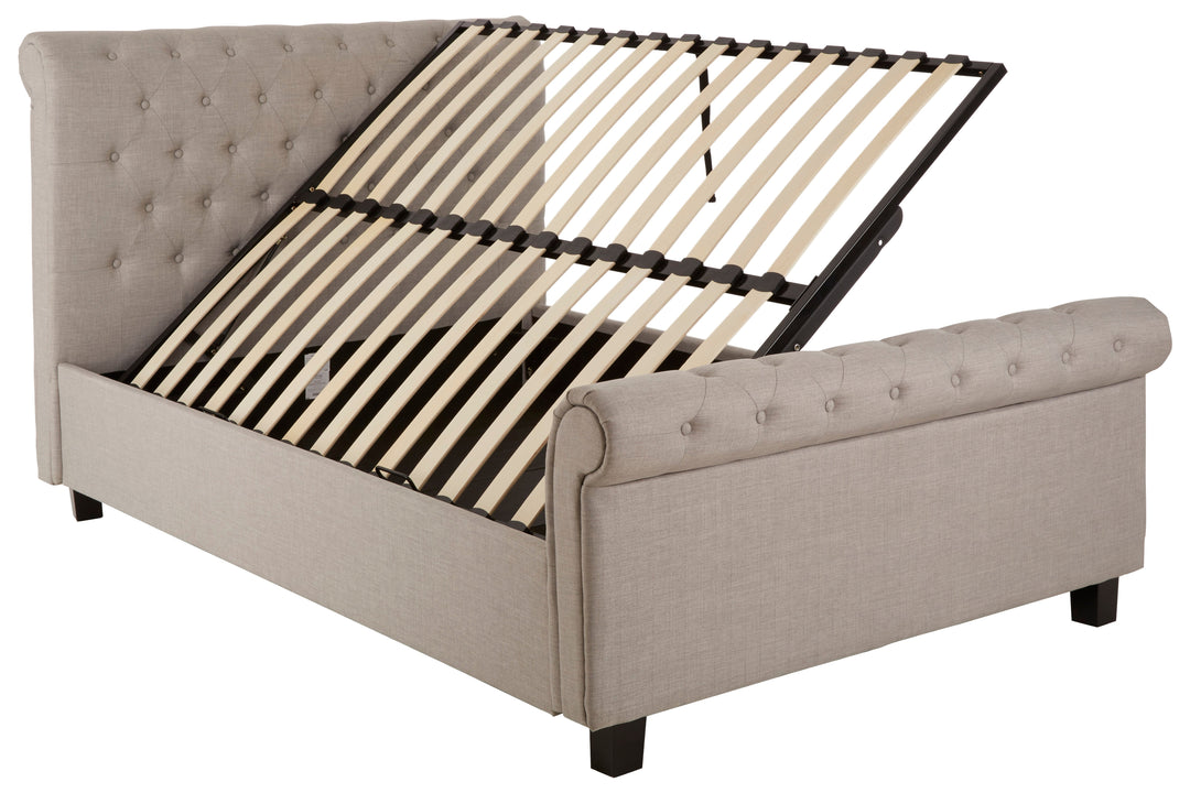 Orlando Ottoman Double Bed in Light Grey Finish