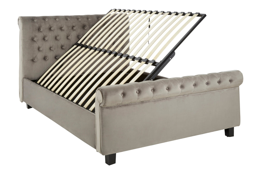 Orlando Ottoman King Bed in Grey Finish