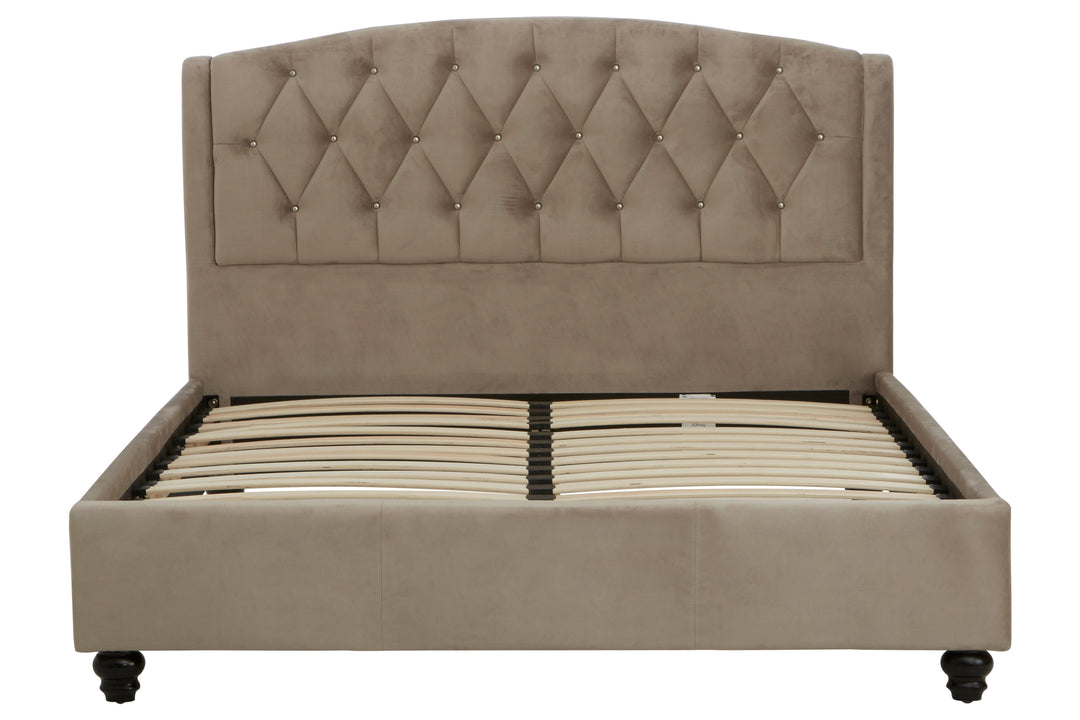 Josephine Double Bed in Mink Brushed Velvet Upholstery