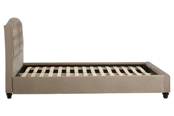 Josephine Double Bed in Mink Brushed Velvet Upholstery