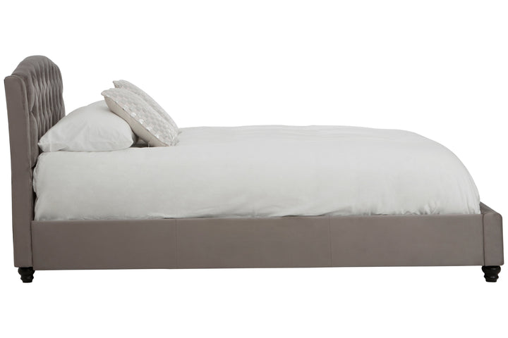 Josephine King Bed in Grey Velvet Upholstery