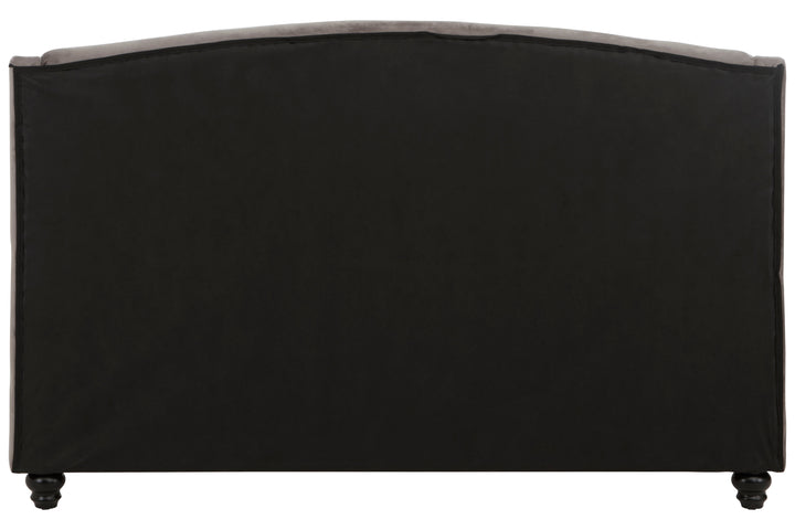 Josephine King Bed in Grey Velvet Upholstery