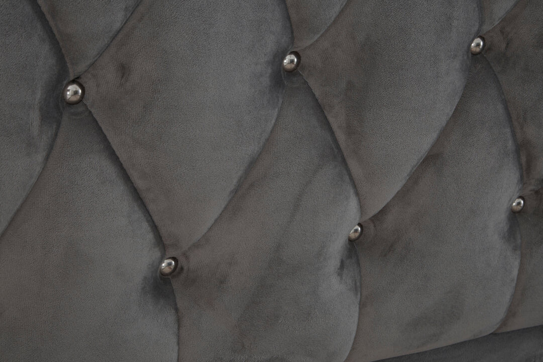 Rutherford Velvet Bed – Grey (King)
