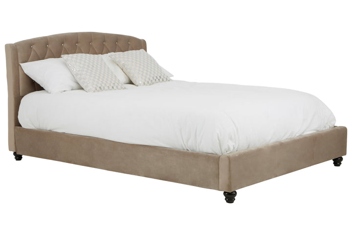 Josephine King Bed in Mink Finish Upholstery