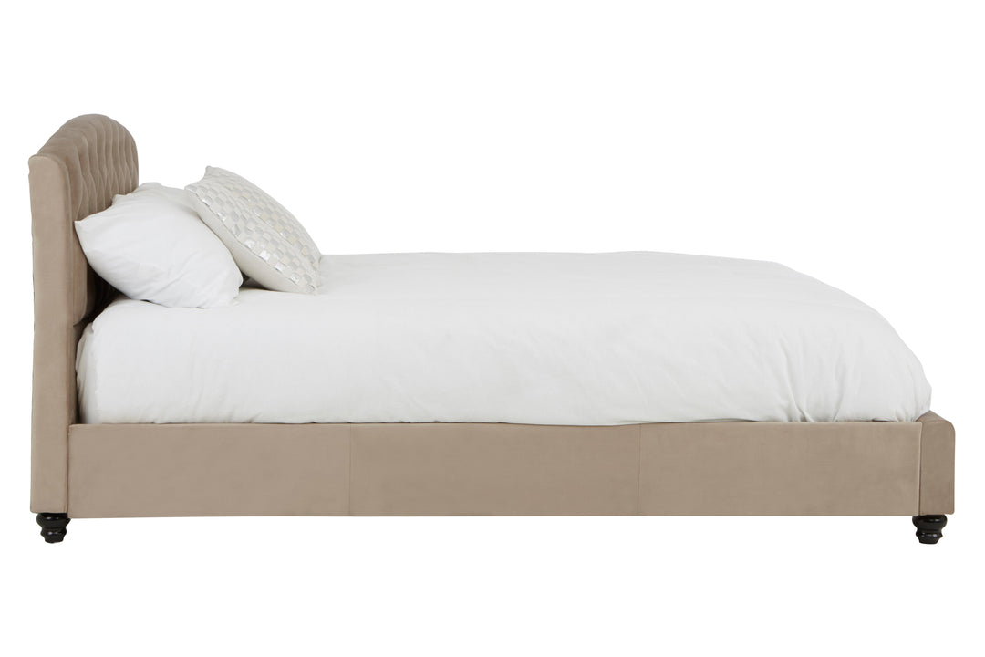 Josephine King Bed in Mink Finish Upholstery