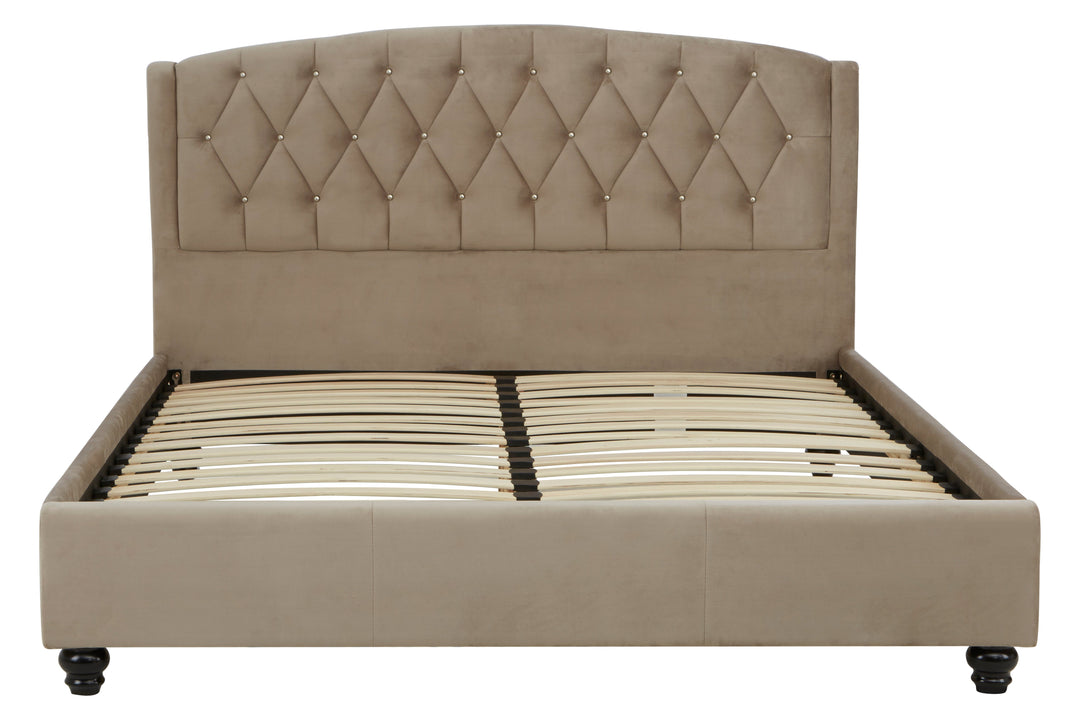 Josephine King Bed in Mink Finish Upholstery
