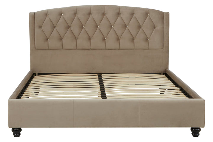 Josephine King Bed in Mink Finish Upholstery