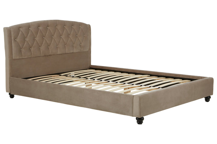 Josephine King Bed in Mink Finish Upholstery