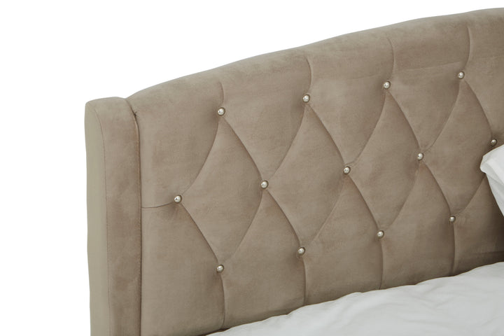 Josephine King Bed in Mink Finish Upholstery