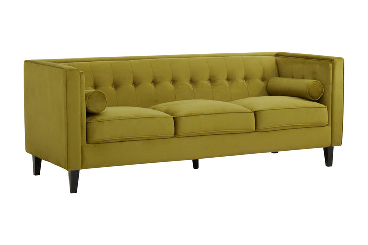 Helia Three-Seater Olive Velvet Sofa