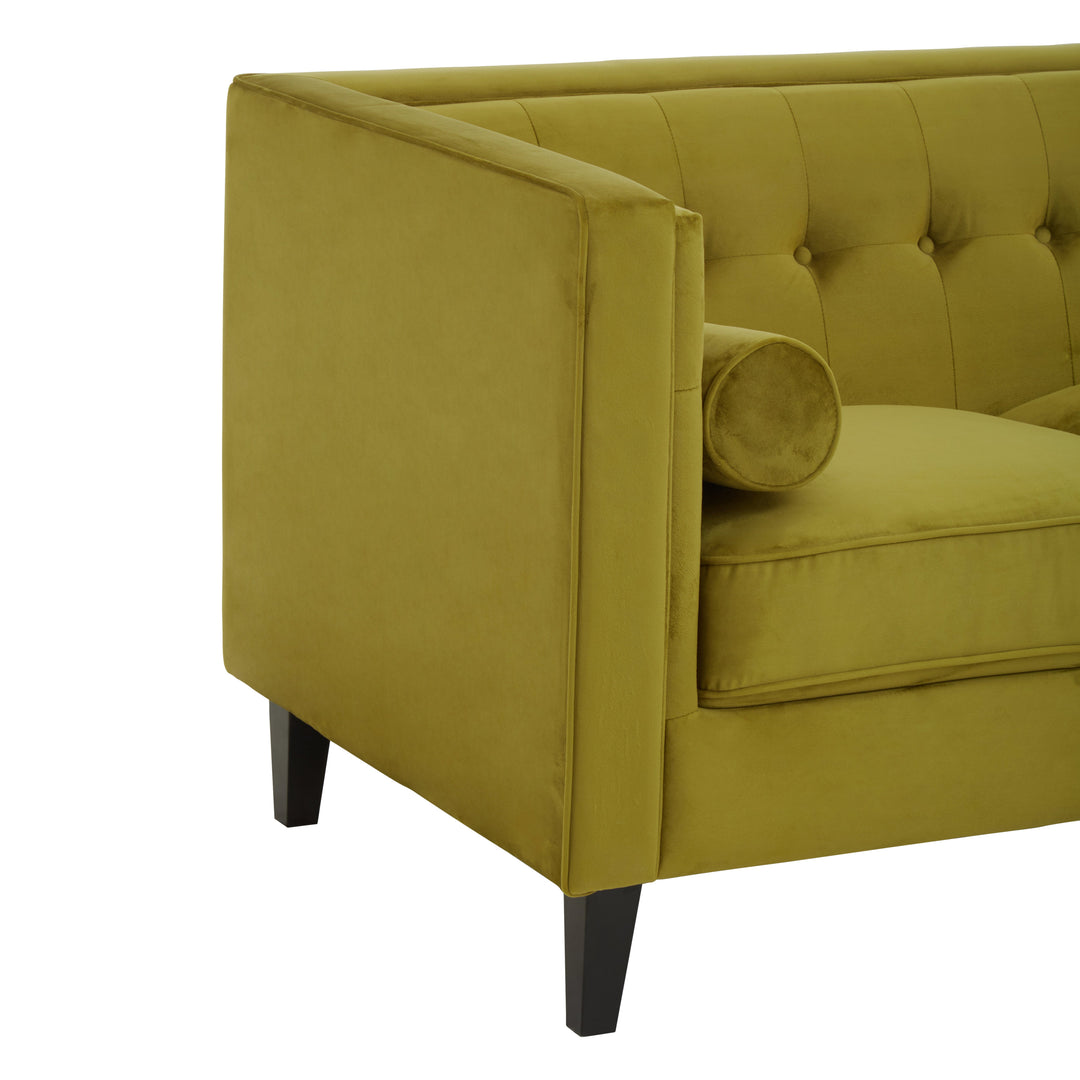 Helia Three-Seater Olive Velvet Sofa