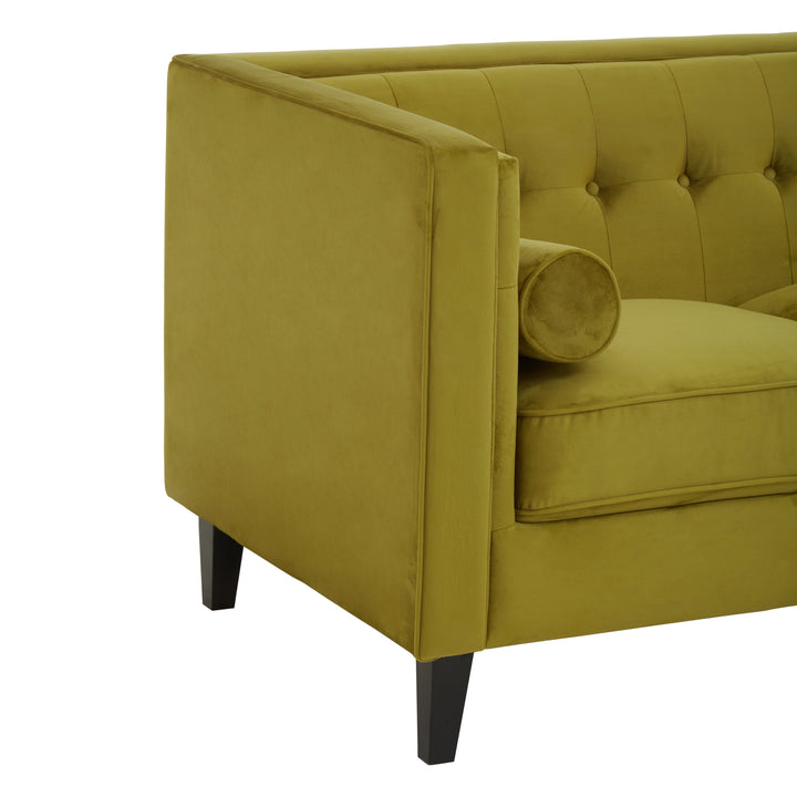 Helia Three-Seater Olive Velvet Sofa