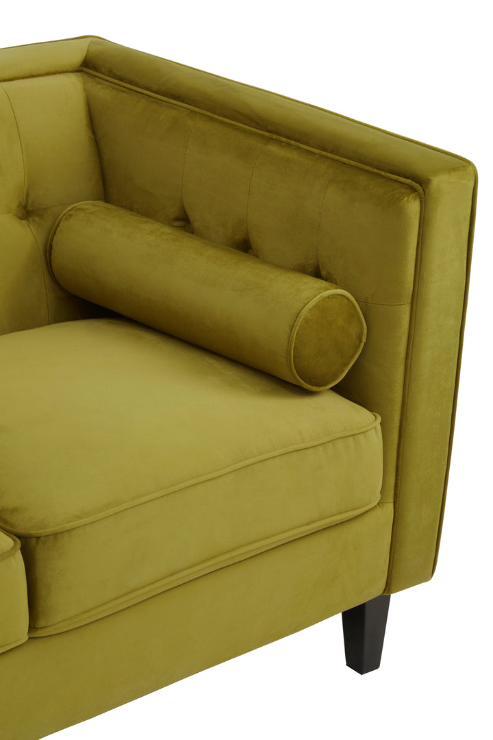 Helia Three-Seater Olive Velvet Sofa