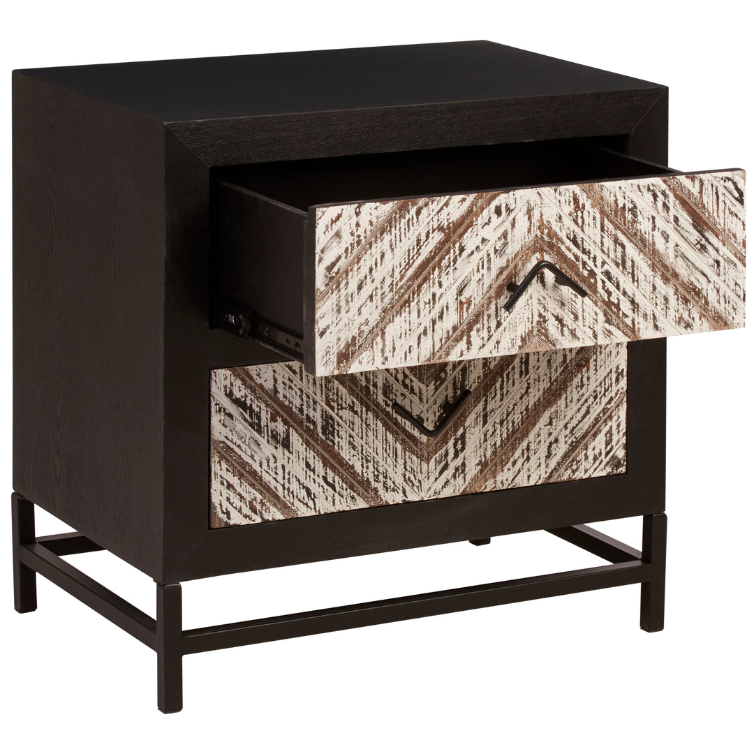 Lombok Bedside Table in Black Finish with 2 Drawers