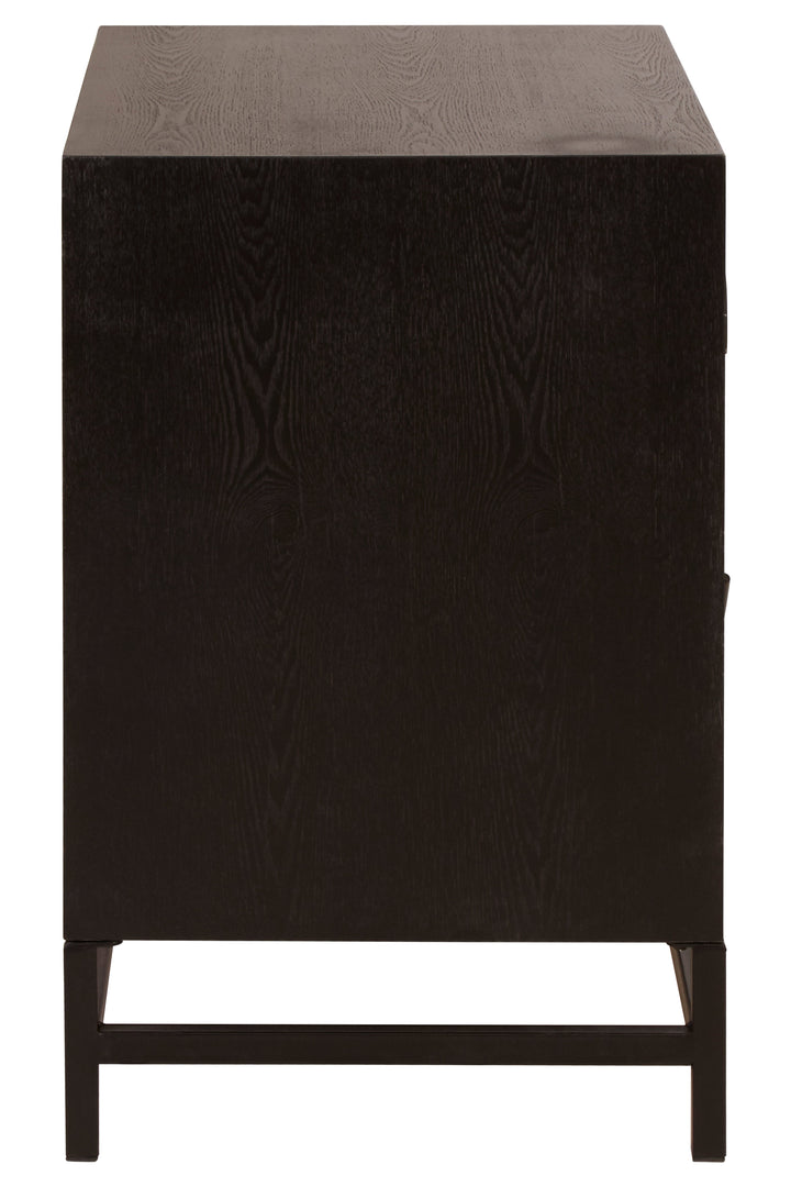 Lombok Bedside Table in Black Finish with 2 Drawers