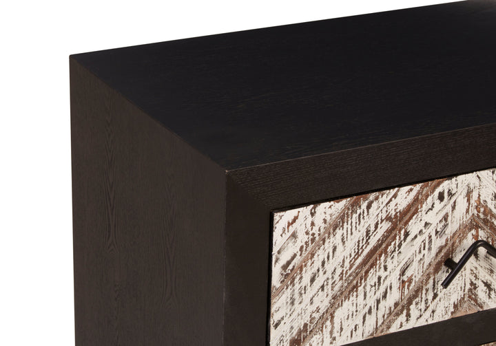 Lombok Bedside Table in Black Finish with 2 Drawers