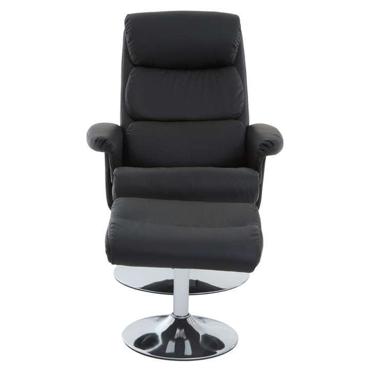 Denton Black Faux Leather Recliner with Matching Footstool